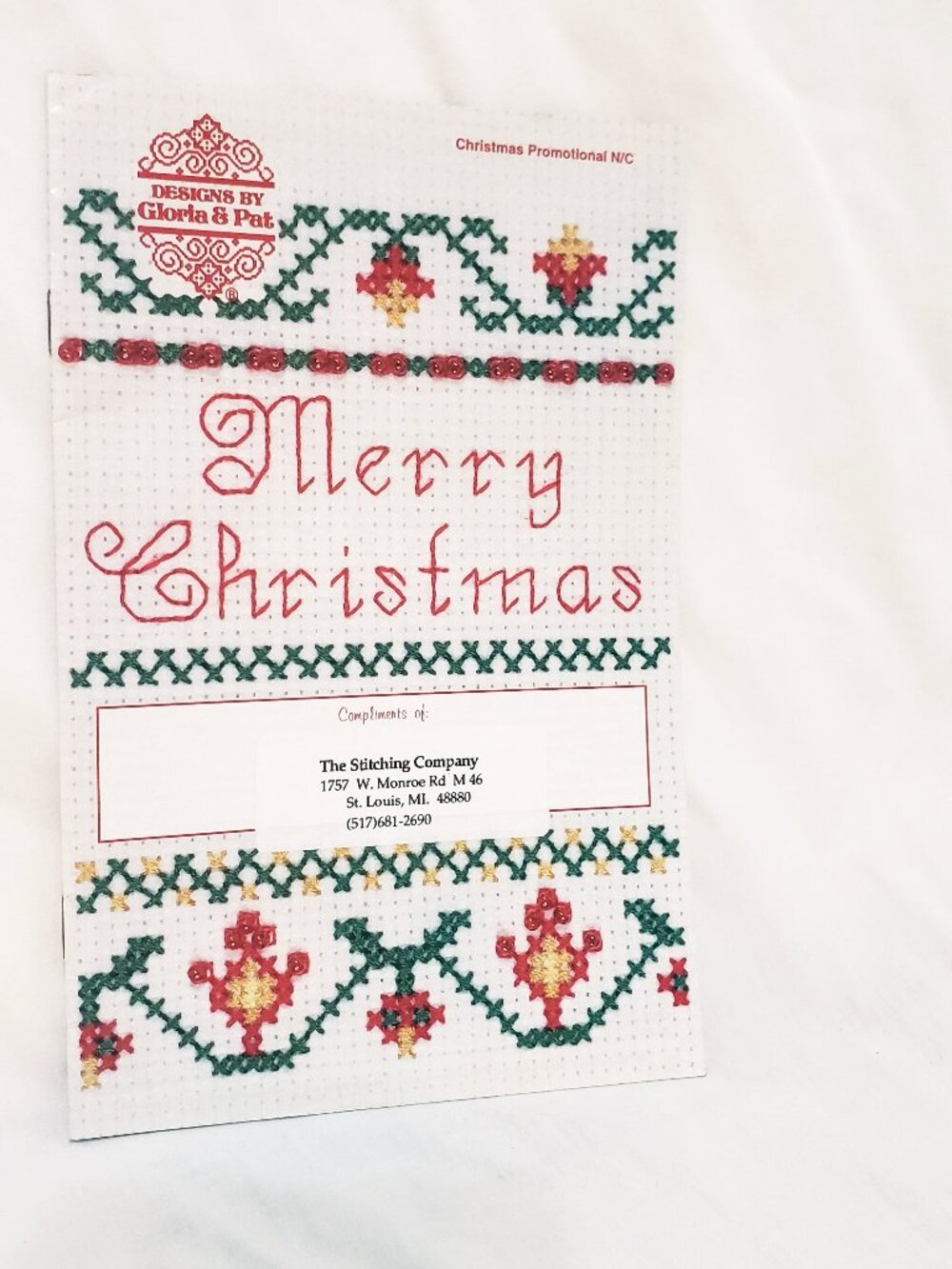 Merry Christmas 1995 Cross Stitch Leaflet Gloria & Pat Ornament Stocking